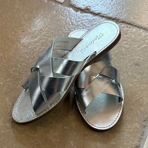Madewell Metallic Silver Crisscross Sandals